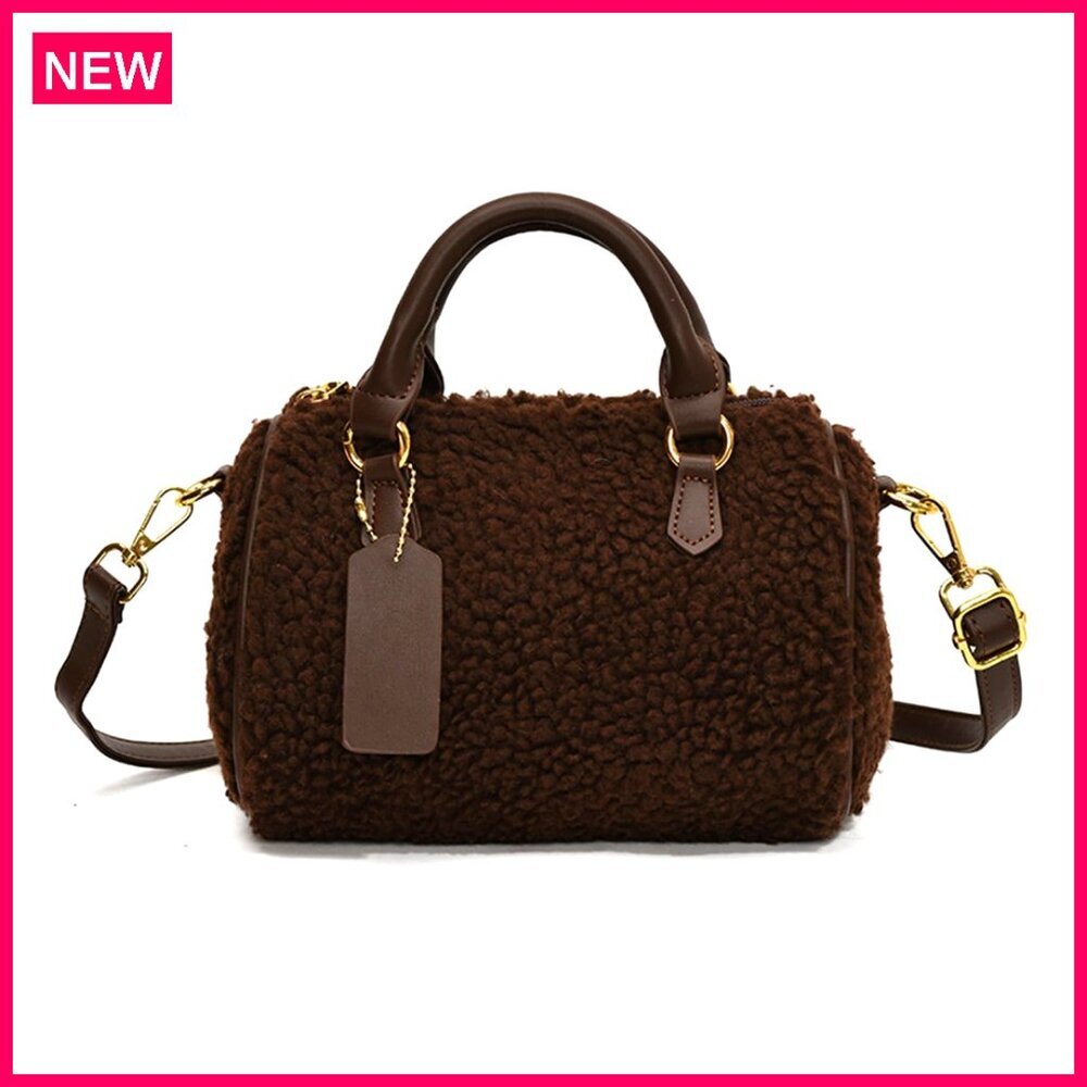 Lamb Wool Plush Tote Bag Crossbody Shoulder Bag Soft Furry Handbag Women